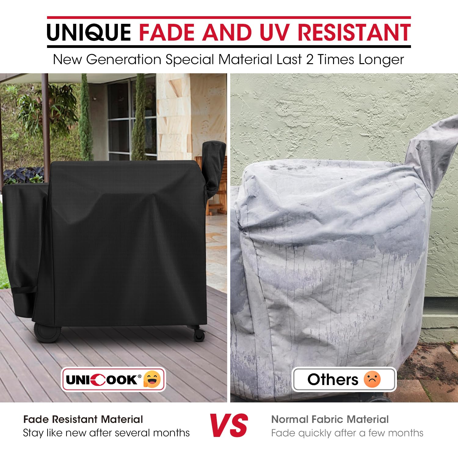 Unicook smooth vinyl surface cleans easily after grilling sessions