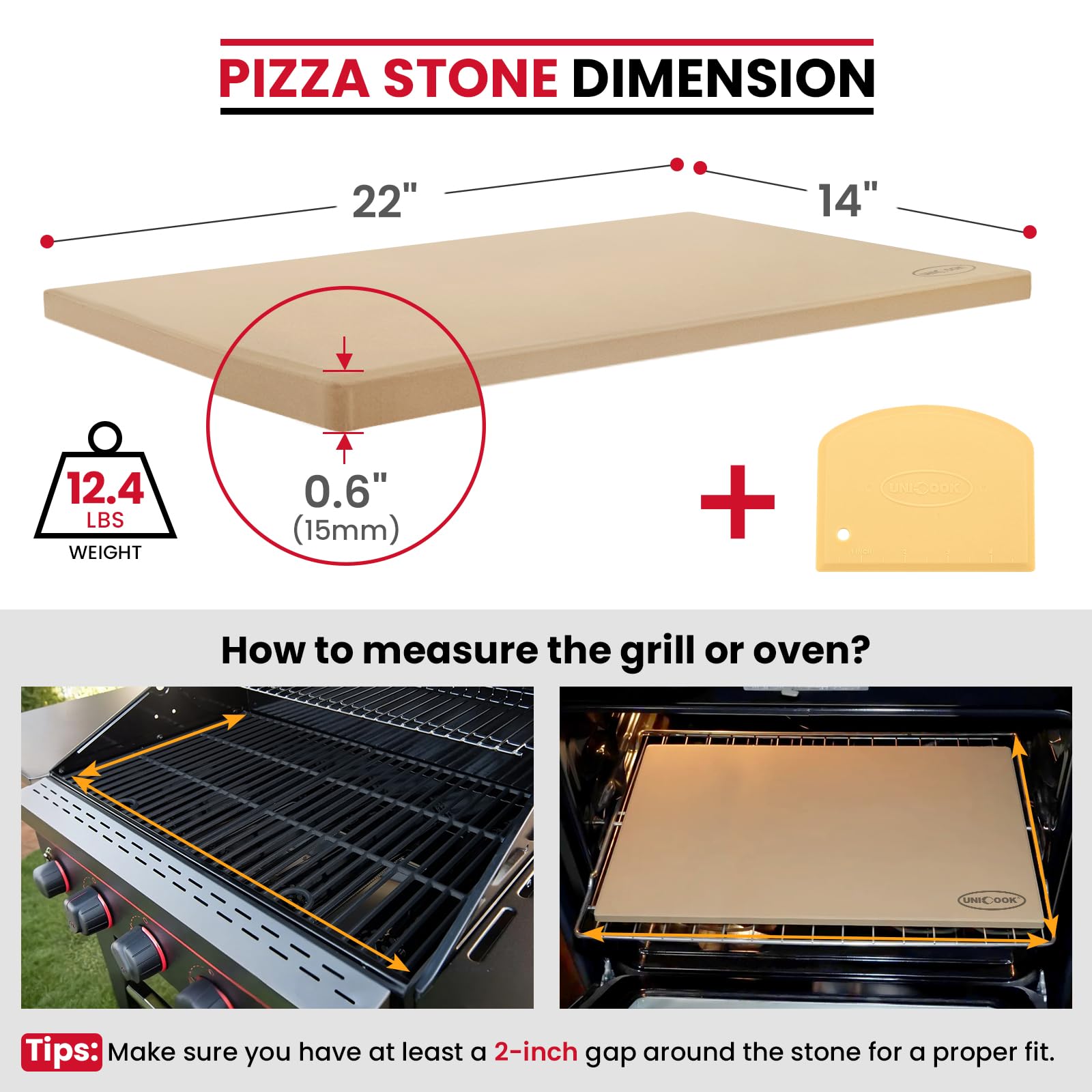 Unicook even-heat pizza stone ensures uniform browning on crust.