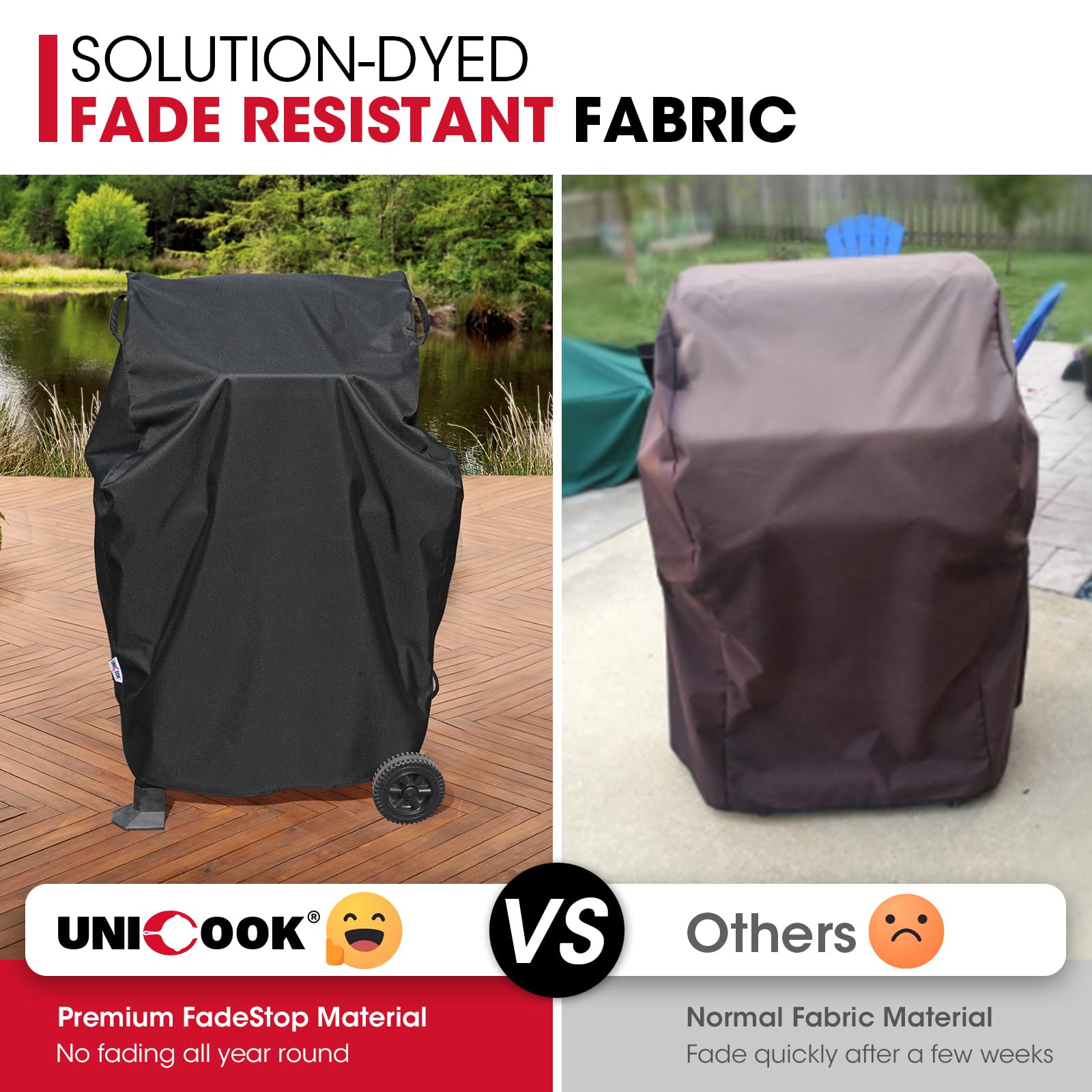 Fade-resistant Unicook grill cover with UV protection for outdoor grills