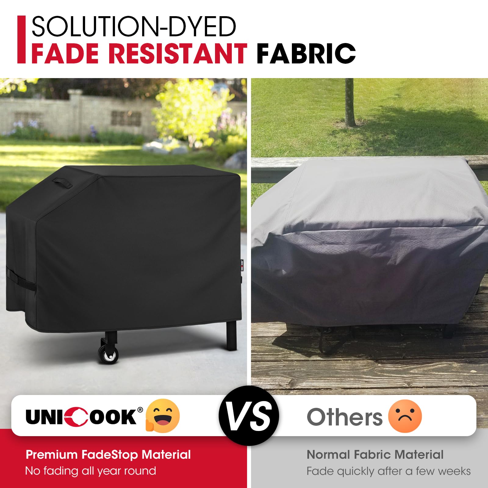 Unicook griddle cover with sturdy side handles for easy on off use.