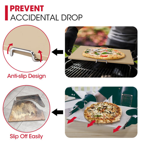 Unicook pizza stone works on grill and oven for versatile cooking.