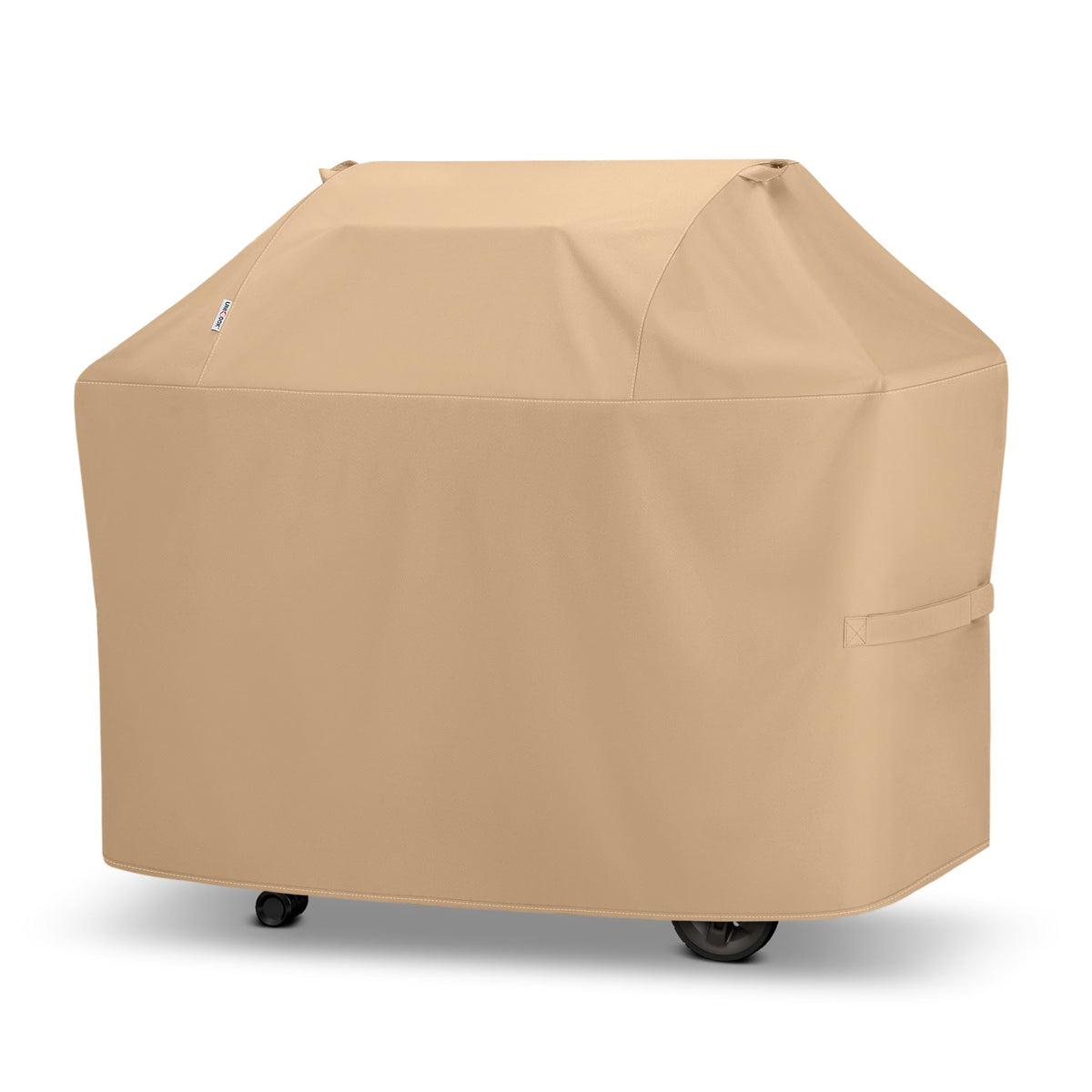 Unicook 55-inch grill cover, front view, protecting from sun and rain