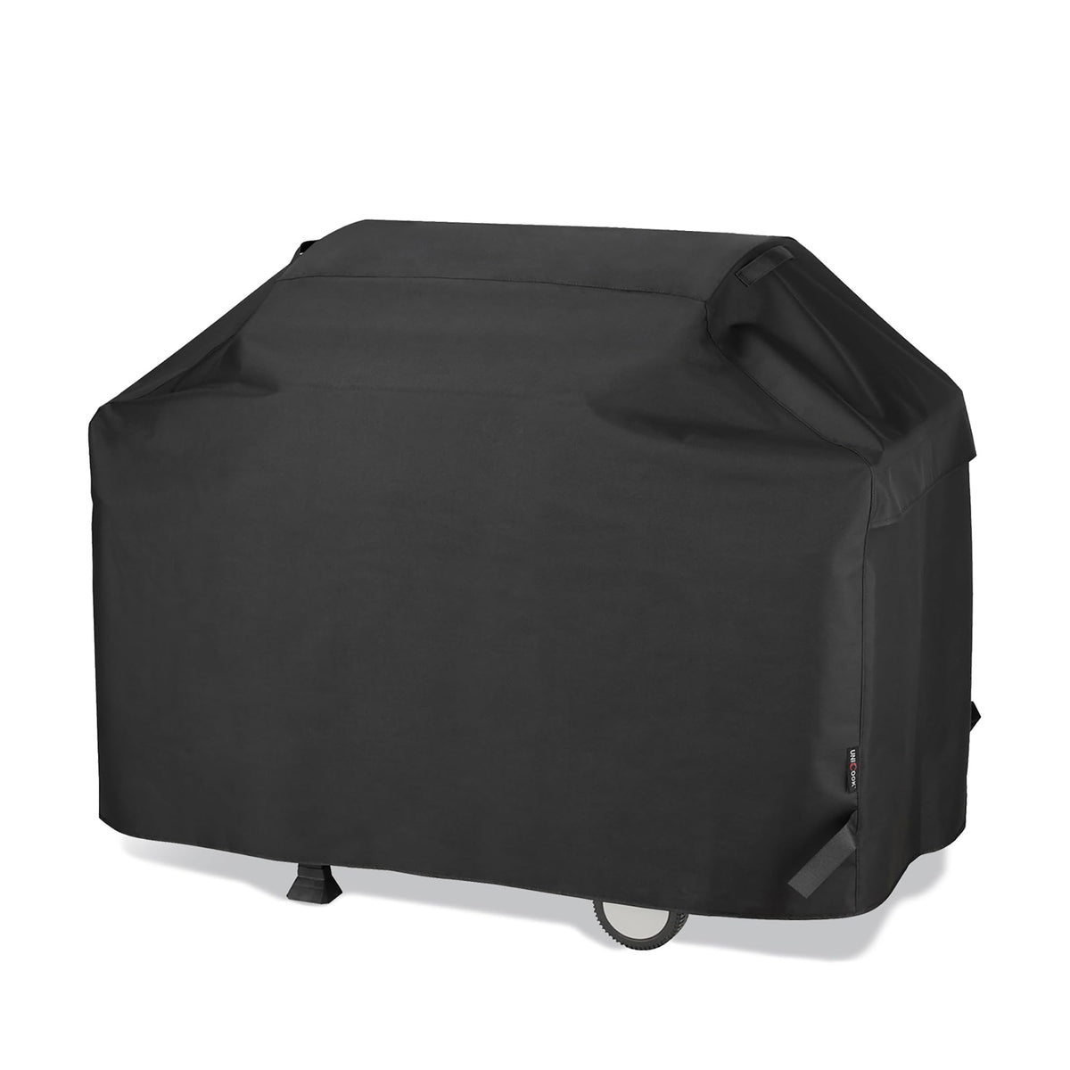 Unicook 70-inch grill cover front view shields your outdoor grill from rain and sun.