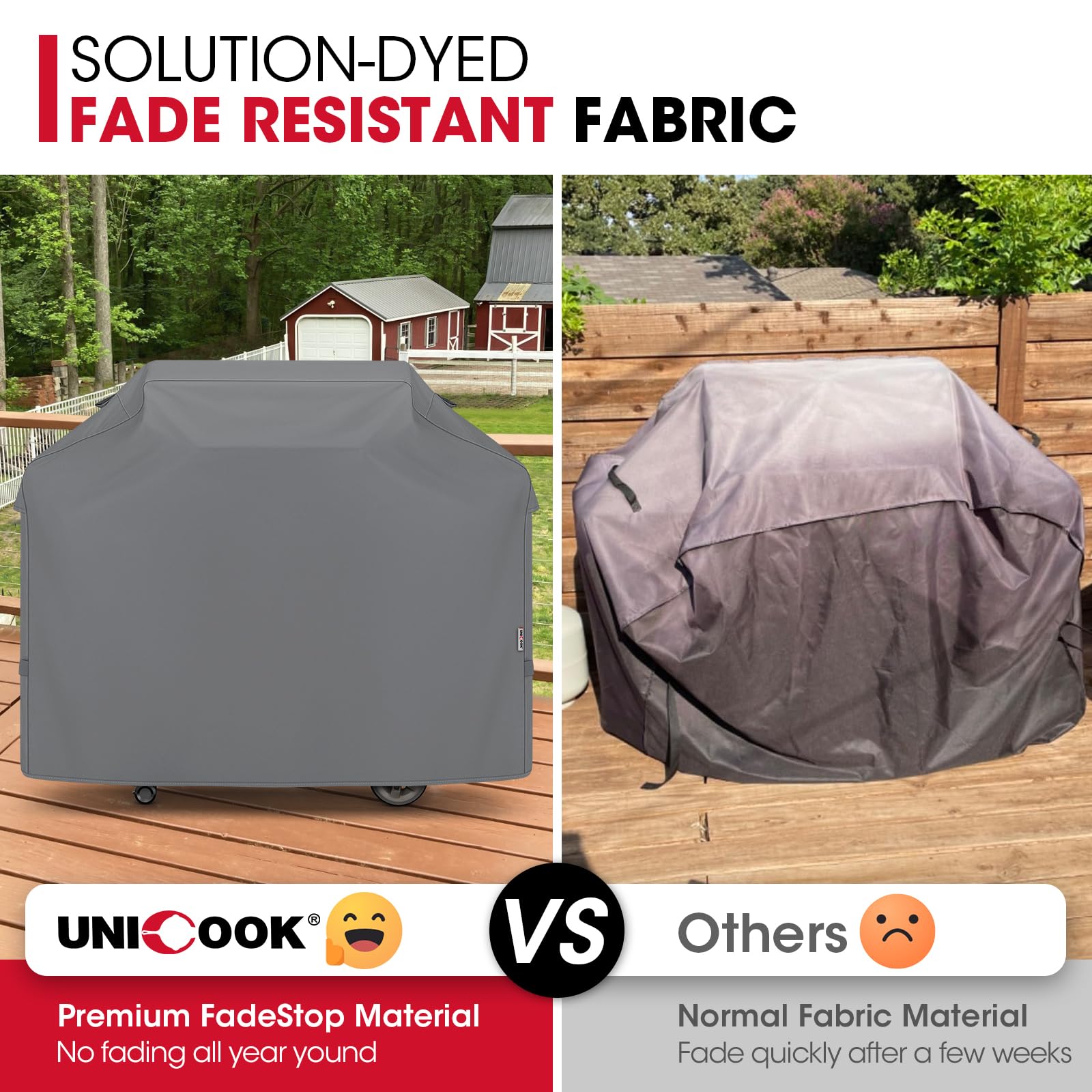 Unicook grill cover air vents promote airflow and moisture control.