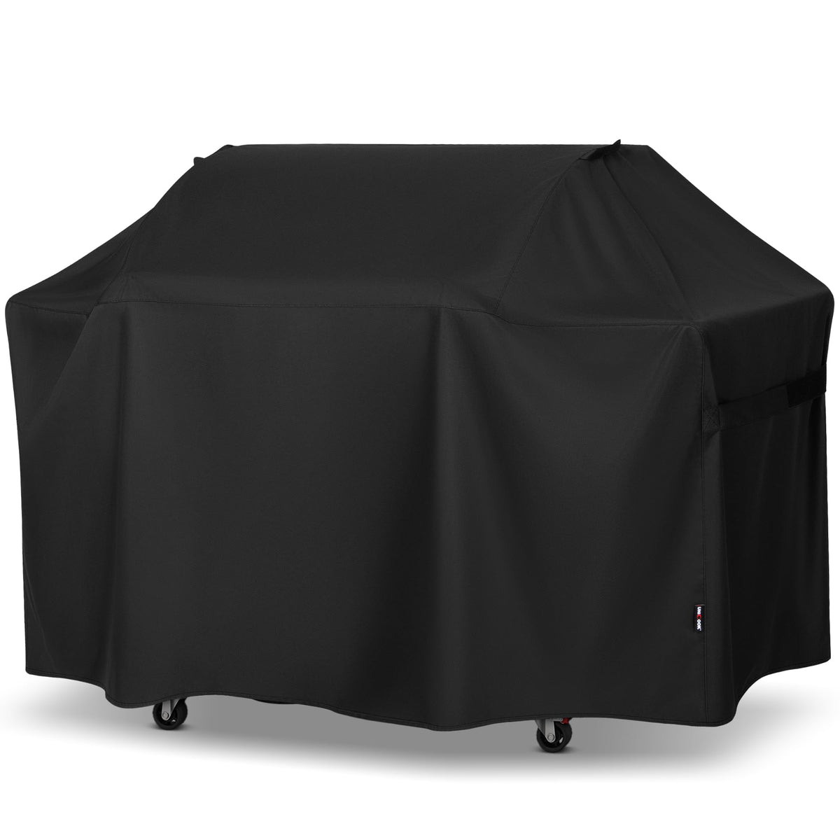 Unicook grill cover on Weber Genesis 400 series showing 70 inch fit for rain protection