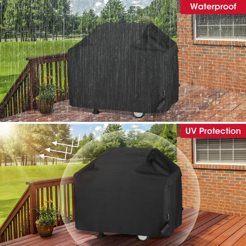 Unicook grill cover ready for hanging storage after use.