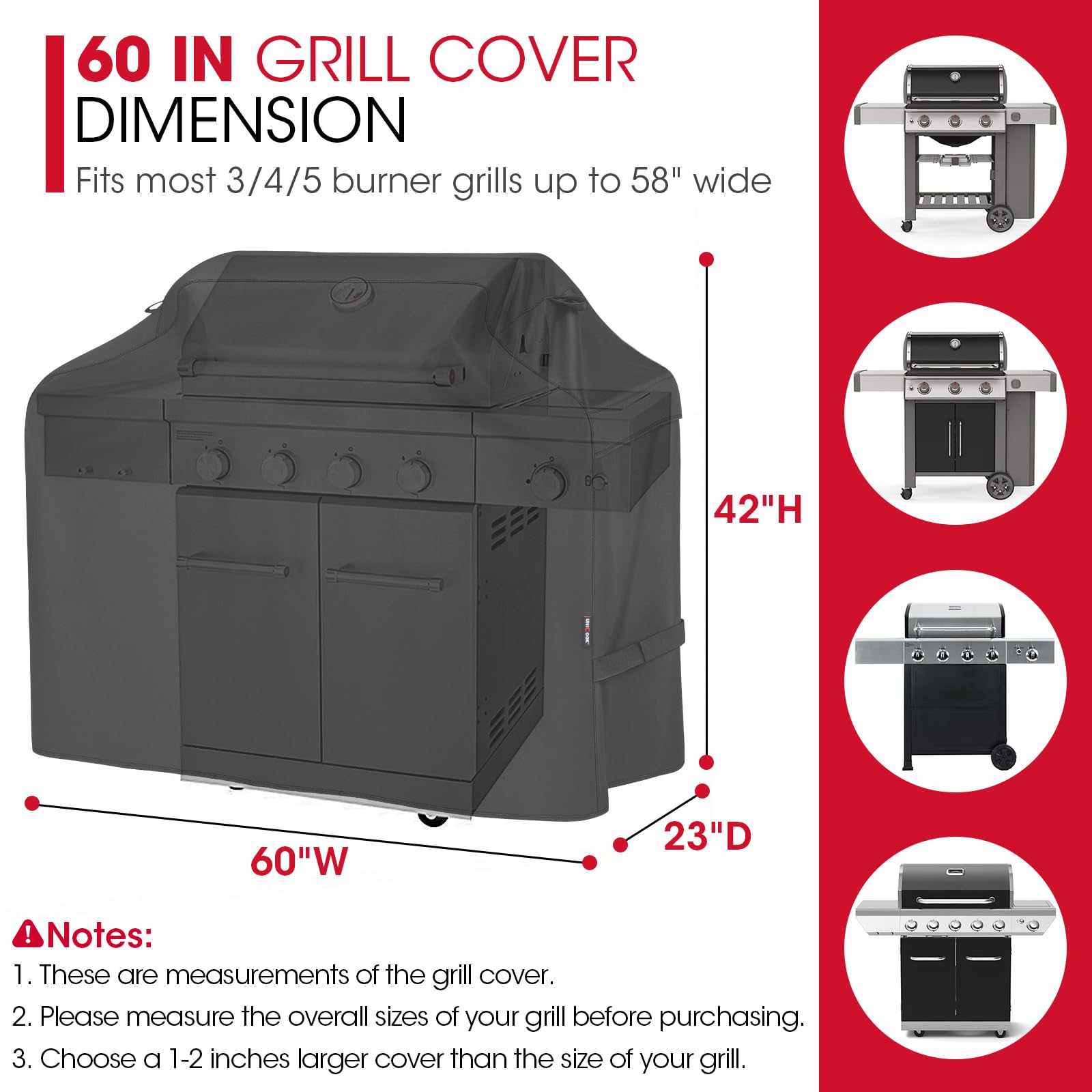 Unicook grill cover side handles for easy on/off.