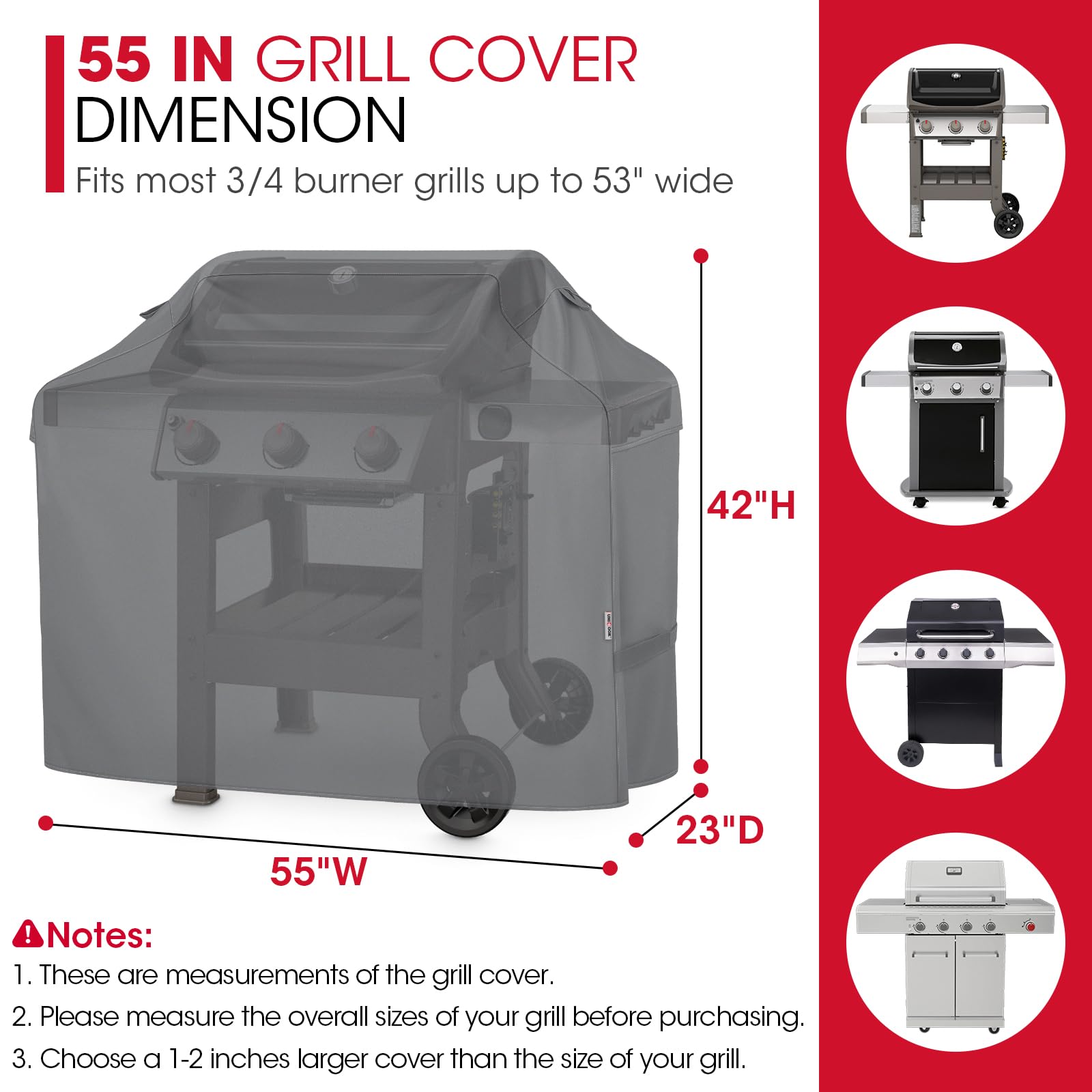 Unicook grill cover with windproof straps stays secure on breezy days