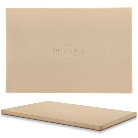 Unicook large pizza stone in oven provides a 20-inch surface with even heat