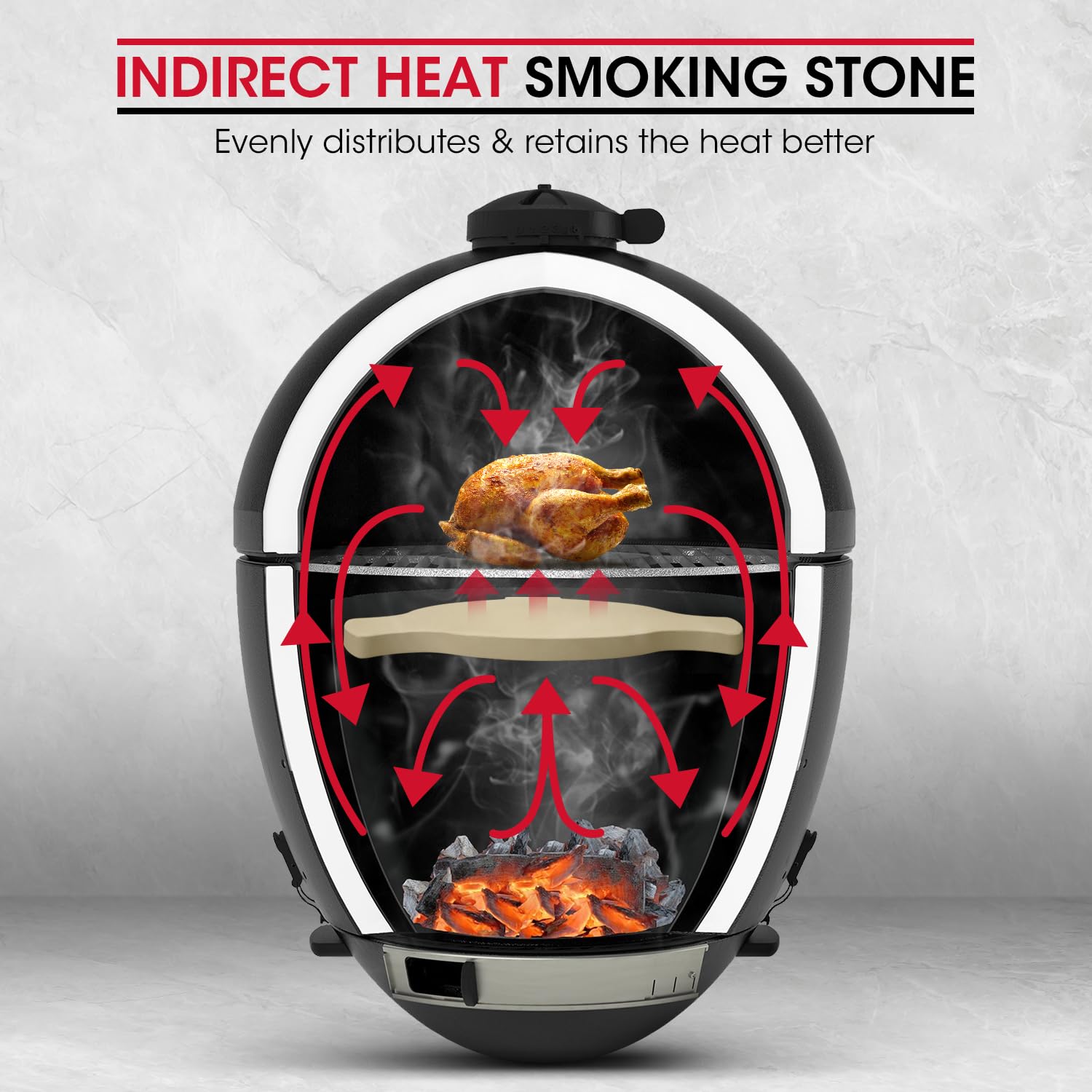 Unicook indirect-cooking stone ideal for low-and-slow smoking and pizza.
