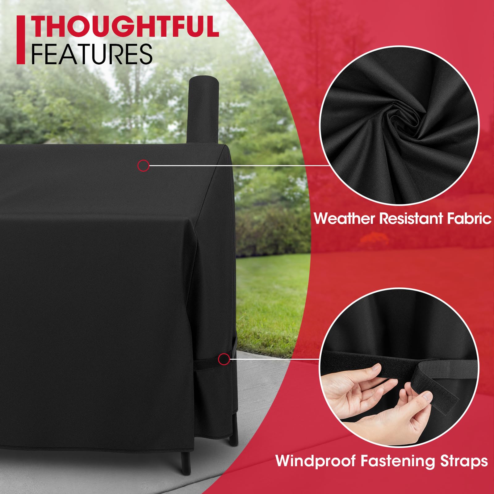 Unicook offset smoker cover easy cleaning design cleans with a hose.