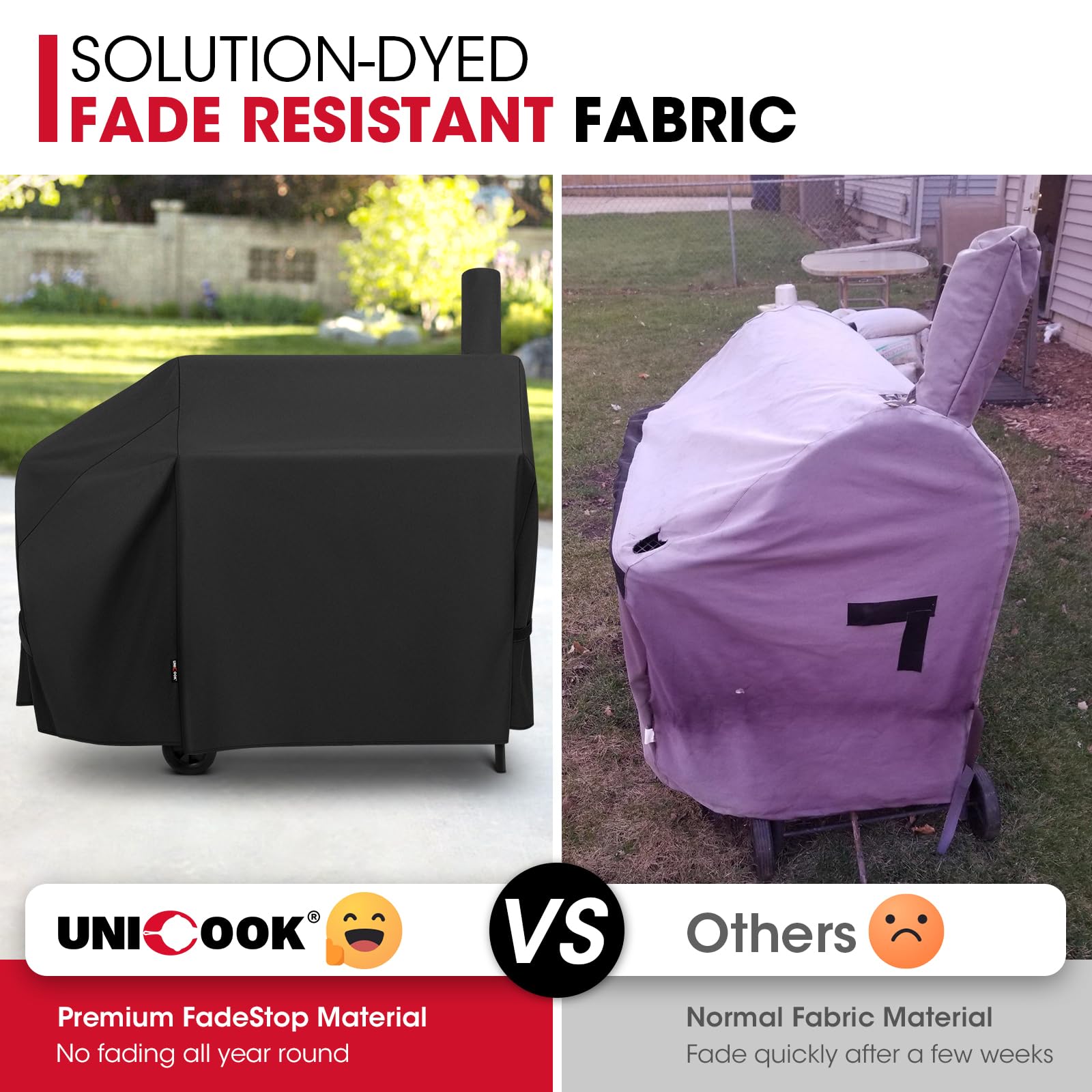 Unicook offset smoker cover 60 inch waterproof fade resistant material keeps colors vibrant year-round.