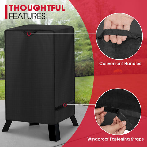 Unicook outdoor 30inch vertical smoker cover shields against dust and weather.