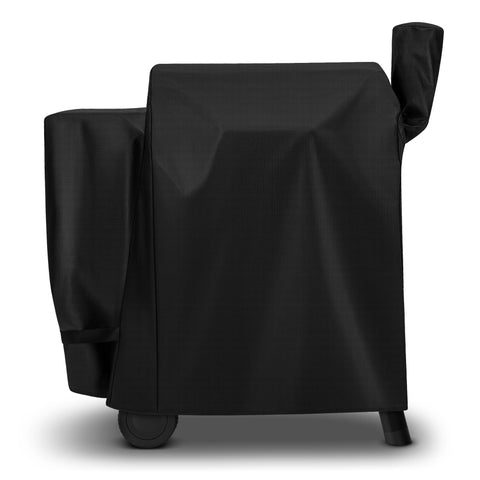 Unicook pellet grill cover for Traeger 22 front view showing fit.