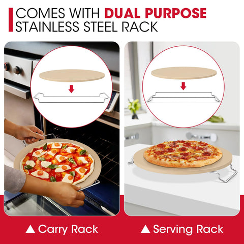 Unicook carry rack doubles as a serving stand for hot slices.