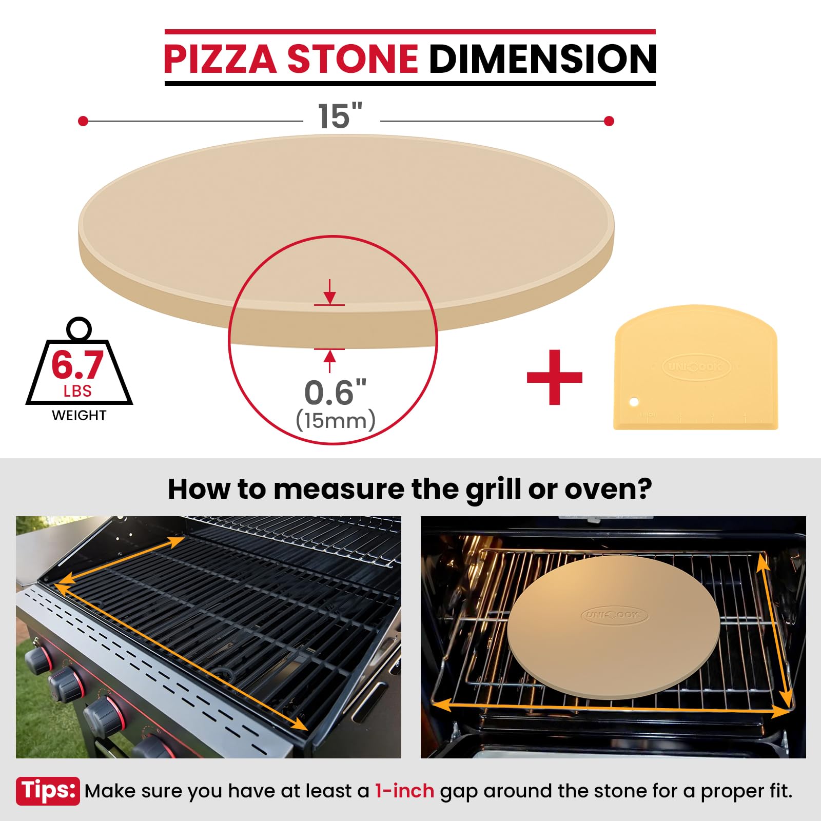 Unicook cordierite stone on grill use enhances even heat for restaurant-style pies.