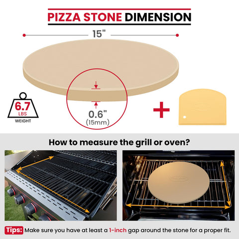 Unicook cordierite stone on grill use enhances even heat for restaurant-style pies.