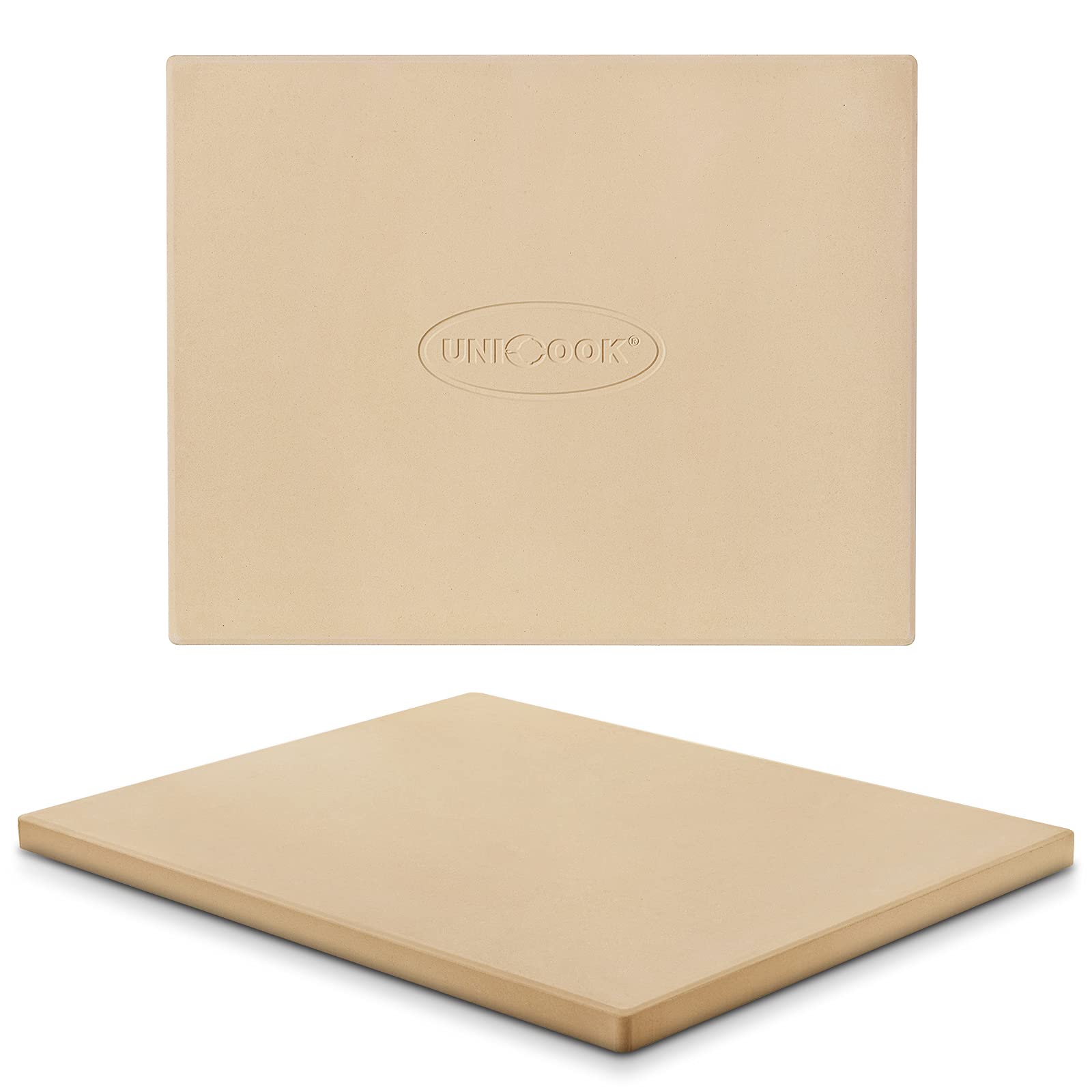 Unicook pizza stone rectangular 15x12 demonstrates even heat for evenly baked crust