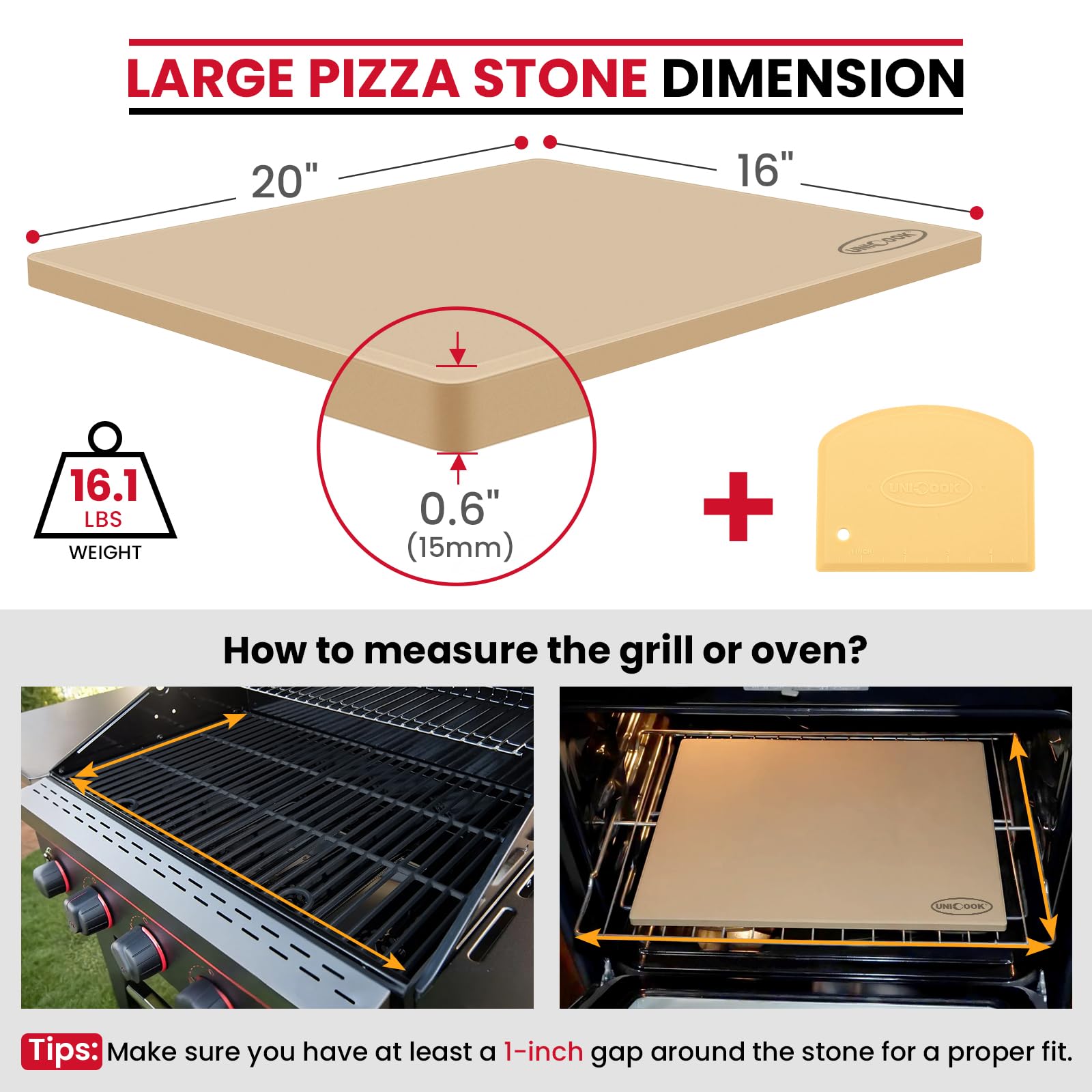 Unicook pizza stone with reversible surface for double-use