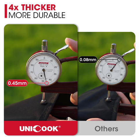 Unicook durable fabric protecting backyard grilling setup from elements.