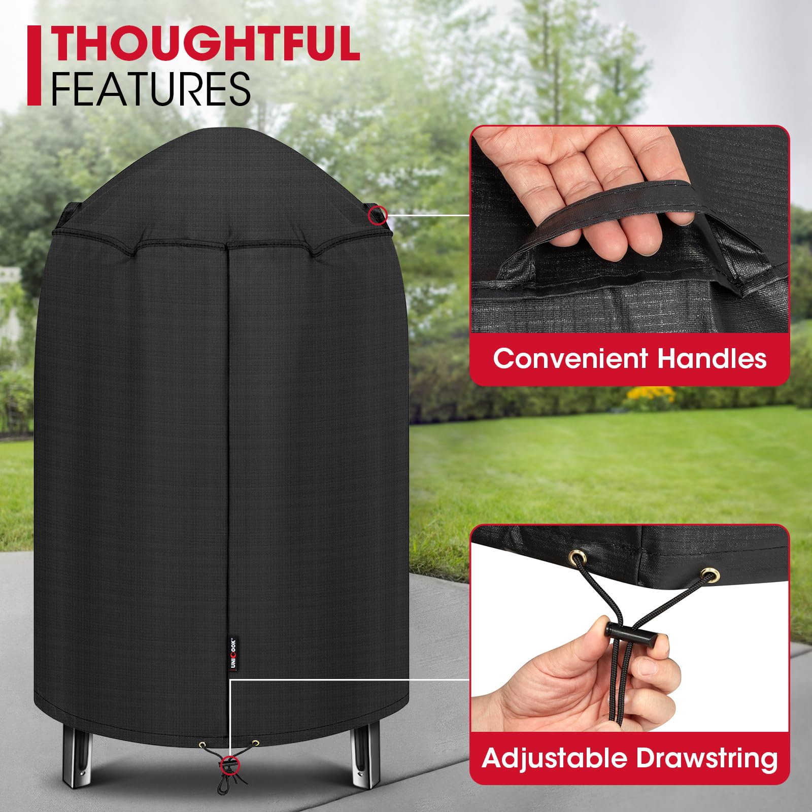 Unicook UV fade-resistant cover shields grills from sun damage.