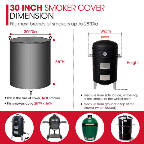 Unicook waterproof fade-resistant cover over a charcoal smoker in wet weather