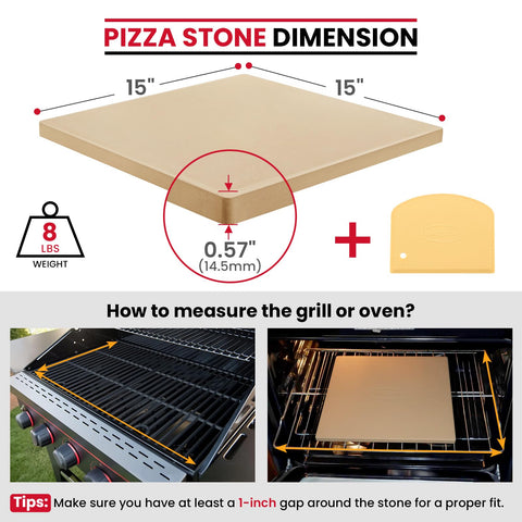 Unicook square cordierite stone ready for grill baking
