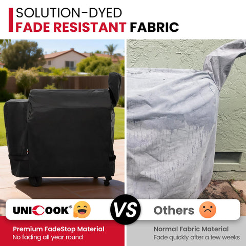 Unicook wind-resistant cover with side straps keeps your smoker secure in storms.