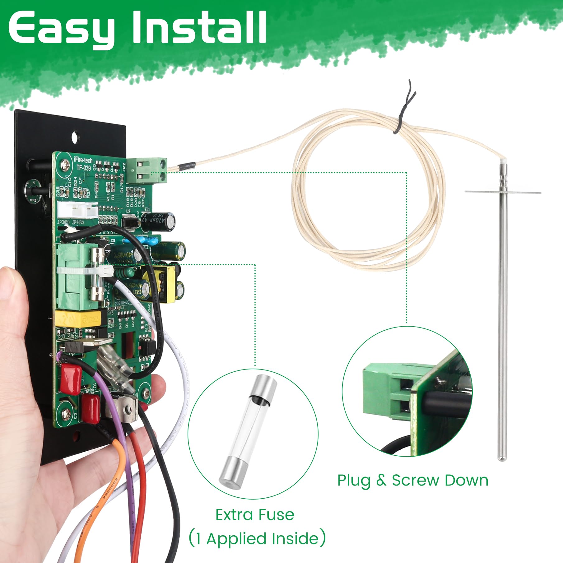 Unidanho 7-inch RTD temperature probe provides precise temperature tracking.