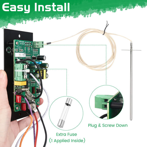 Unidanho 7-inch RTD temperature probe provides precise temperature tracking.