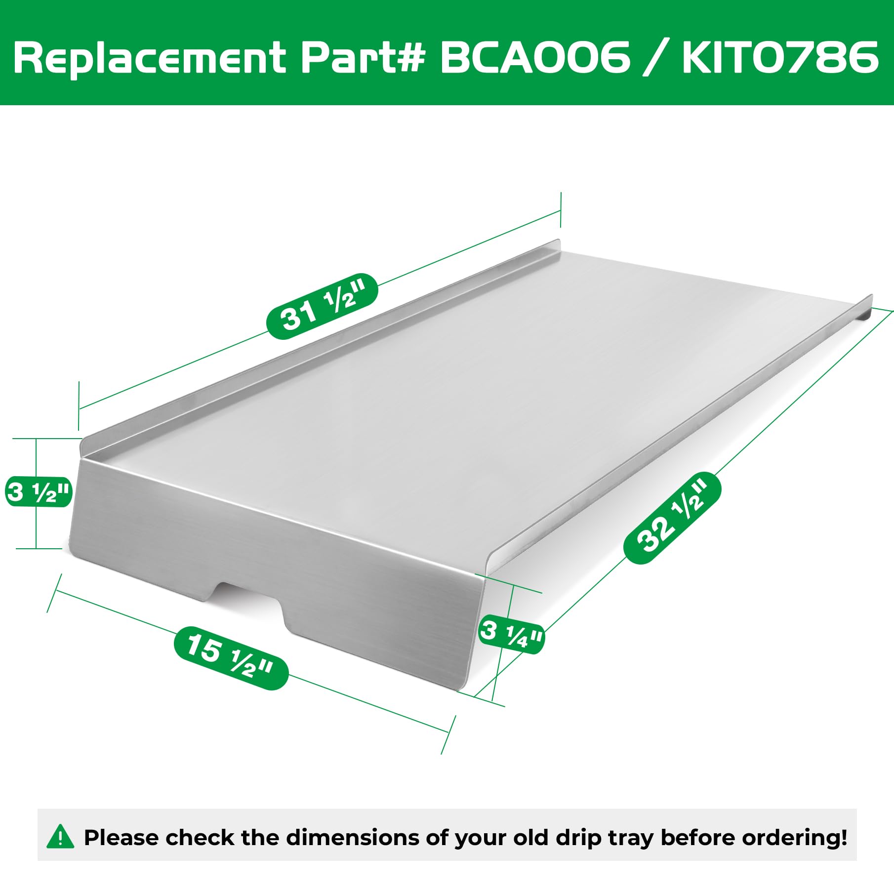 Unidanho replacement drip tray fits Traeger BBQ075, BBQ100, BBQ125, BBQ126 models