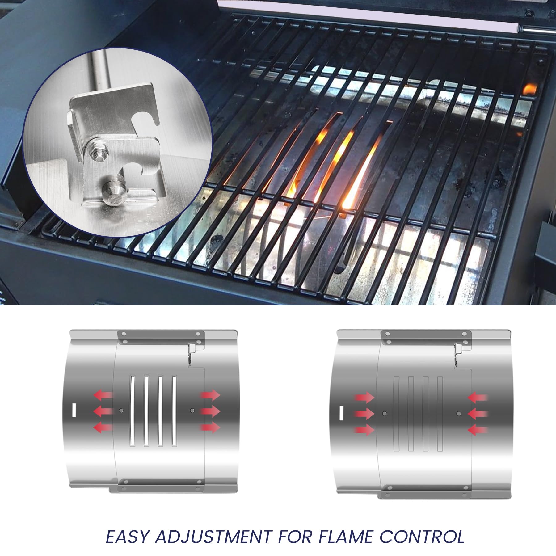 Unidanho flame broiler slide cover improves flame management on Pit Boss 150PPS.