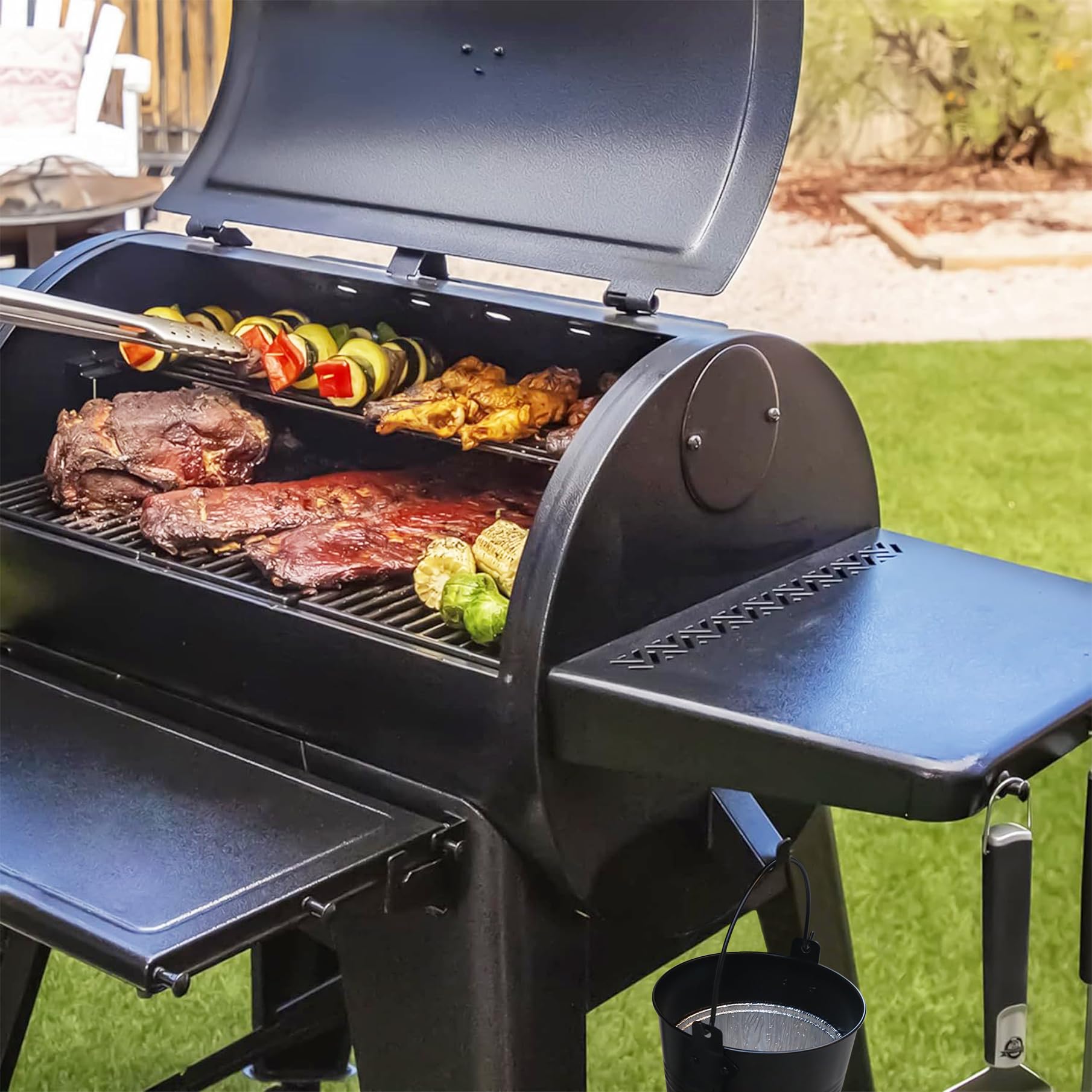 Unidanho grease bucket is compatible with Traeger, Pit Boss and others.