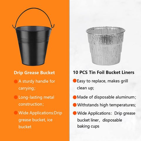 Unidanho liner pack with ten aluminum liners beside the bucket.