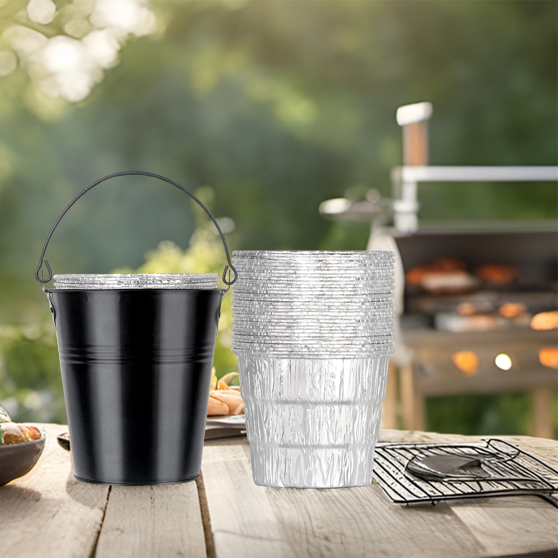 Unidanho outdoor BBQ setup showing liner use for clean grilling environment.