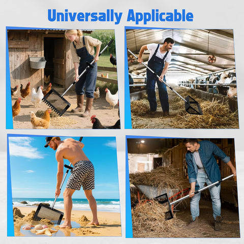 Unidevice carbon steel sifting scoop for durable, heavy-duty cleanup