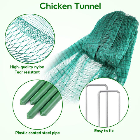 UNIFAMILY Chicken Tunnel provides predator protection with dense mesh for safety.