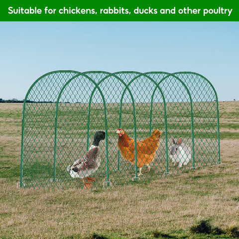 UNIFAMILY Tunnel is designed to shield poultry while allowing natural grazing and play.