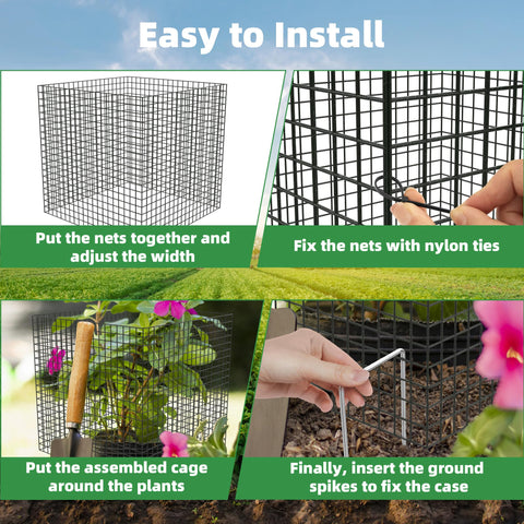 UNIFAMILY mesh cage assembly allows square or round plant enclosures.