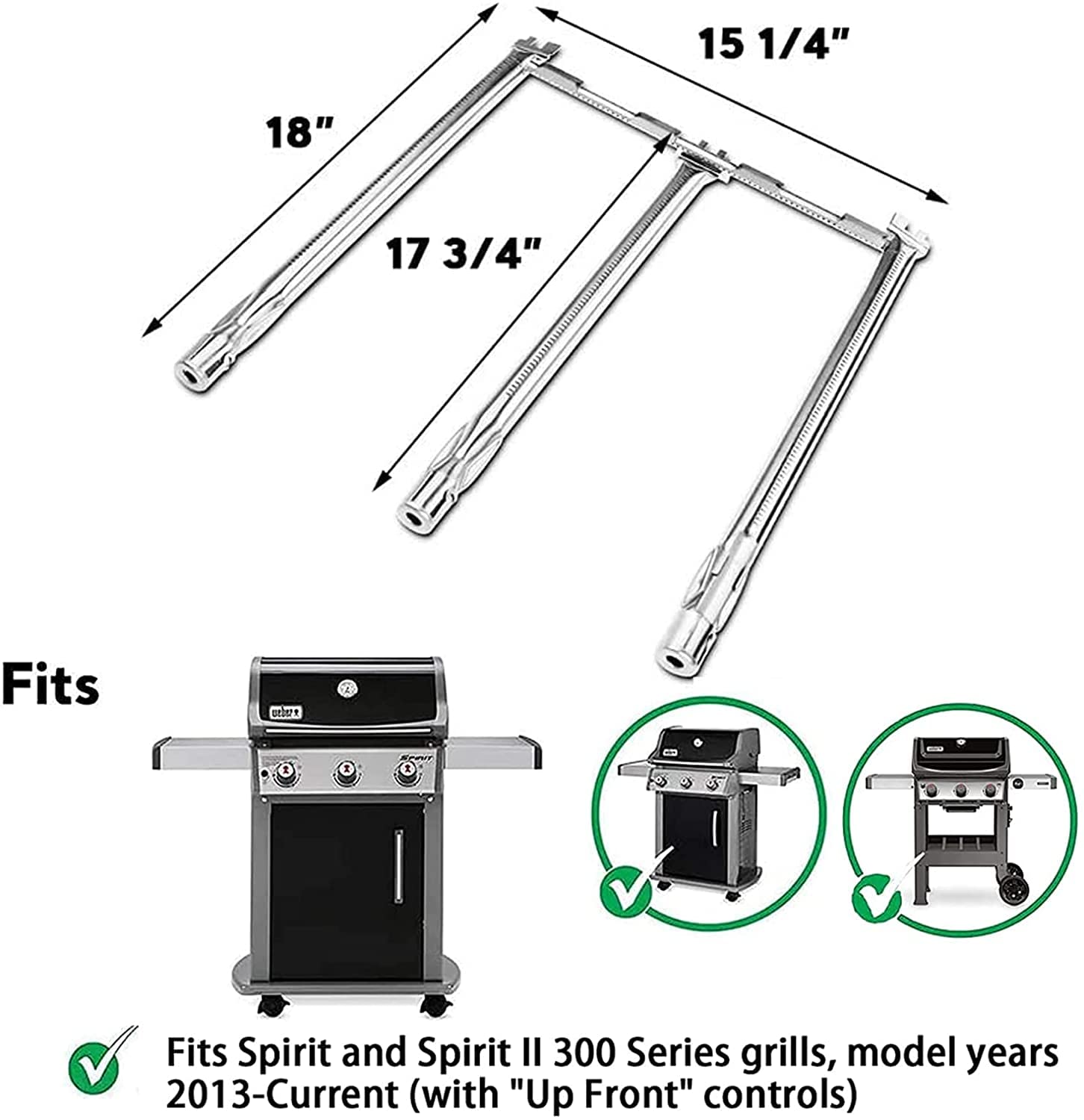 Uniflasy 18-inch main burner tubes restore even searing across cooking surface.