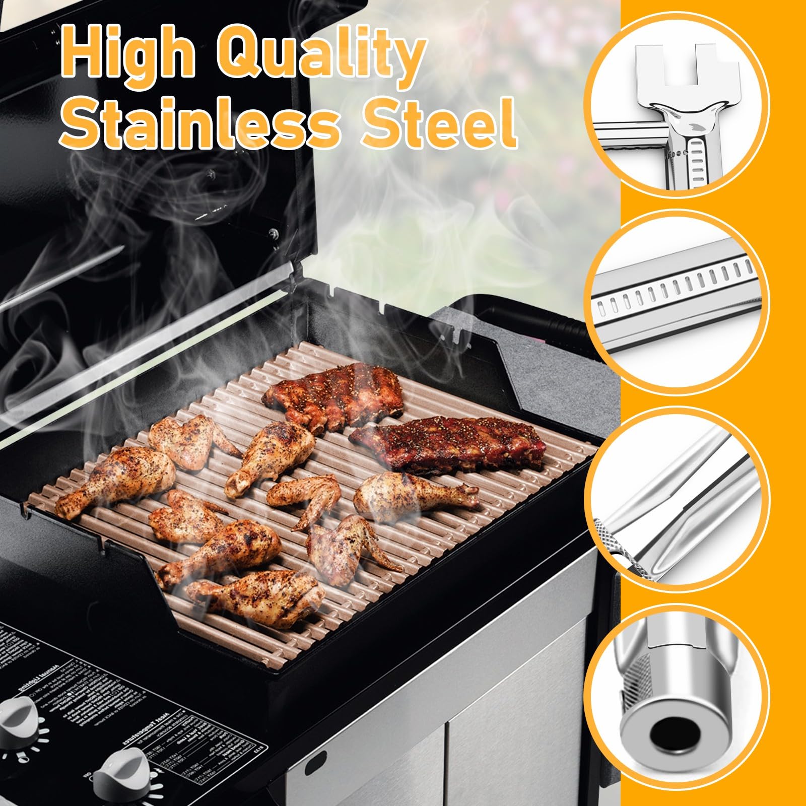 Uniflasy 7507 27-inch main tubes withstand daily grilling.