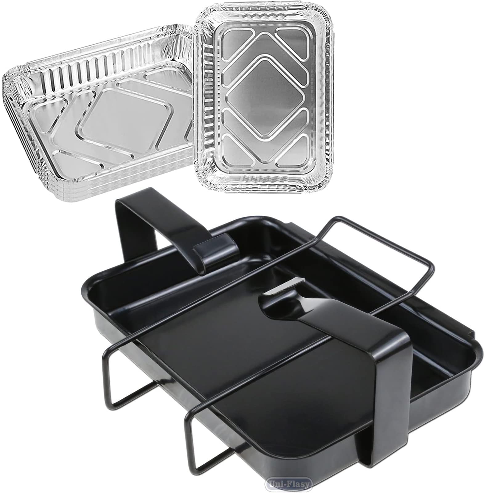 Uniflasy 7515 grill catch pan with liner for easy cleanup and flare-up control