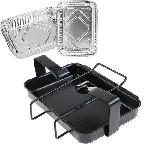 Uniflasy 7515 grill catch pan with liner for easy cleanup and flare-up control