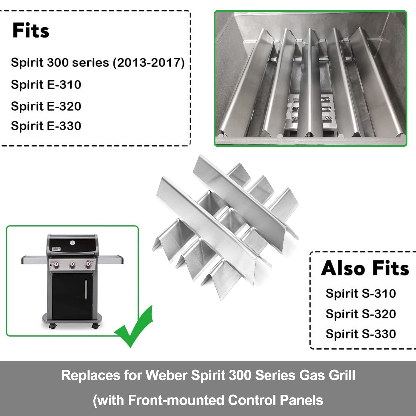 Uniflasy 7636 flavorizer bars close-up showing durable stainless steel surface