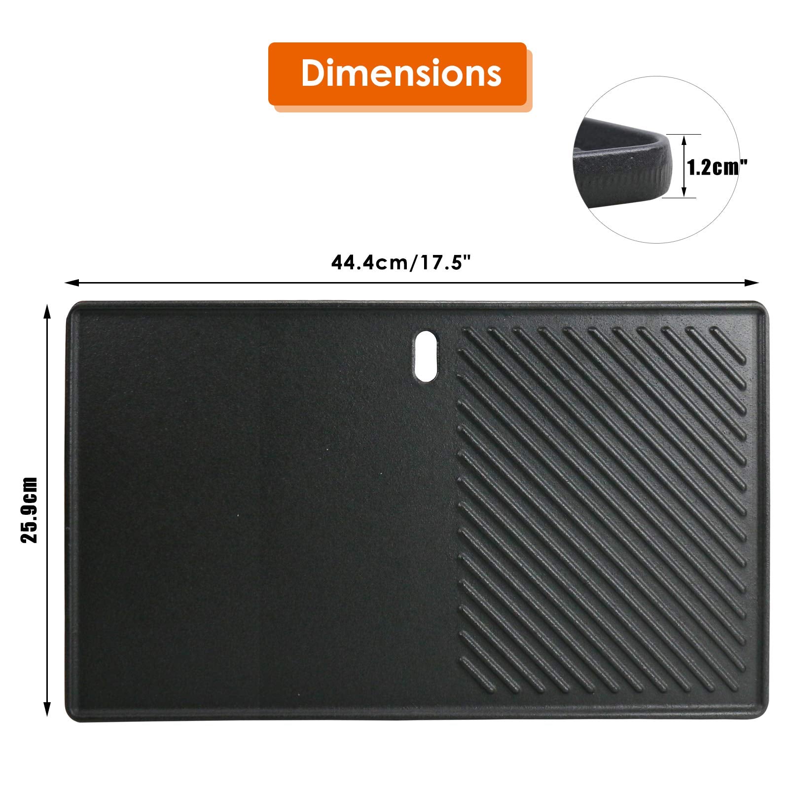 Uniflasy durable cast-iron griddle offers long-lasting performance on the grill.