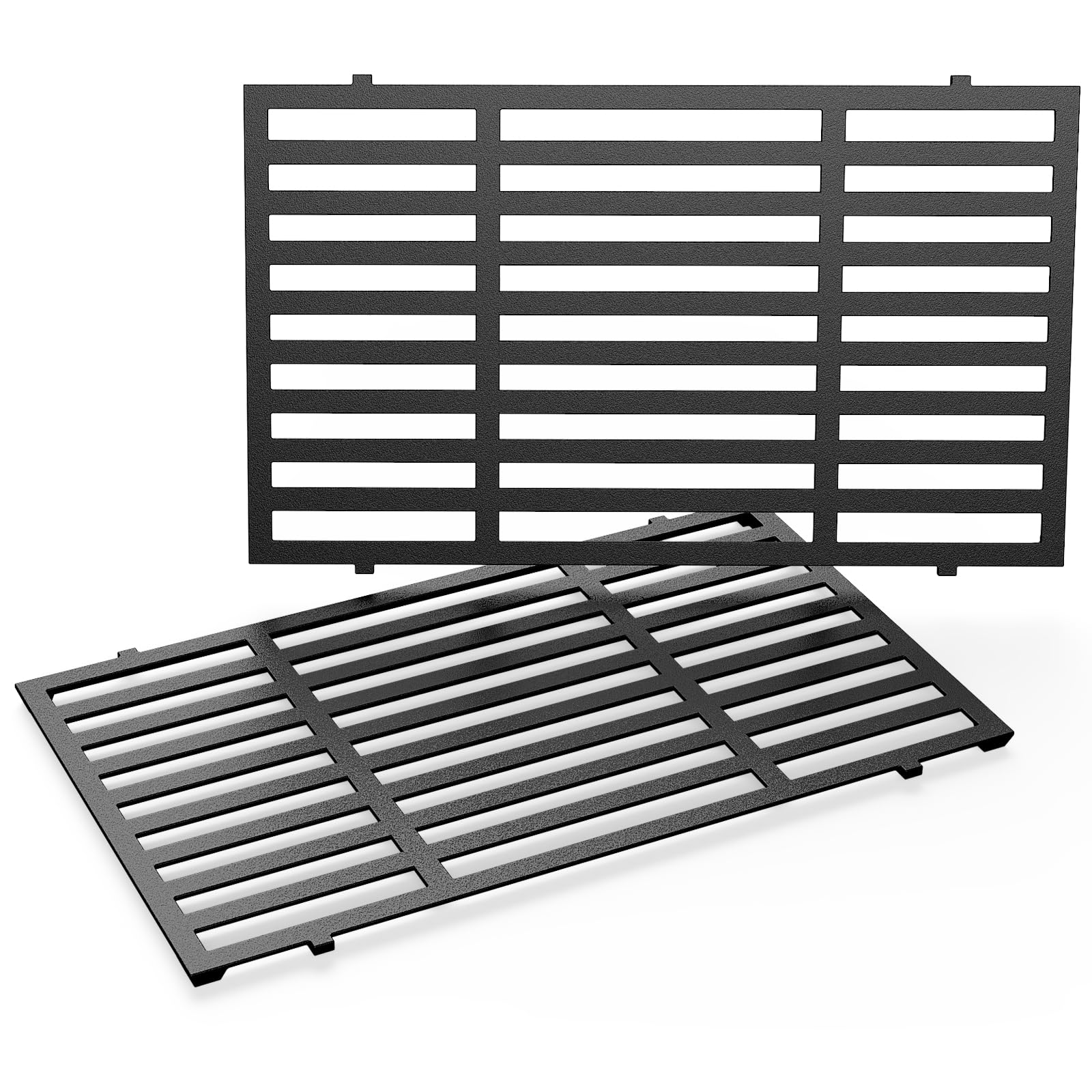 Uniflasy 7637 grill grates front view showing sturdy cast iron designed for Weber Spirit grills