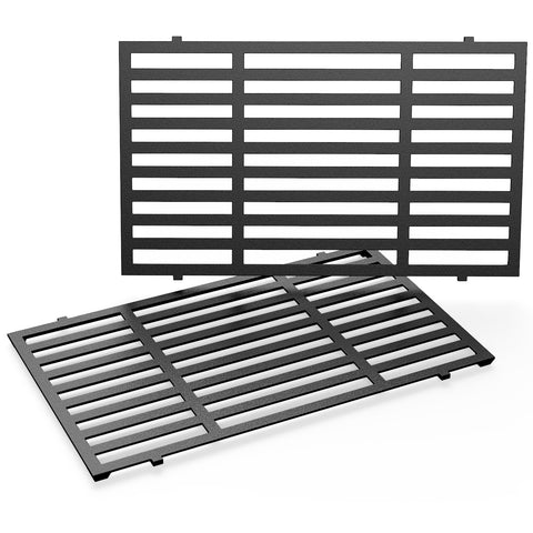 Uniflasy 7637 grill grates front view showing sturdy cast iron designed for Weber Spirit grills