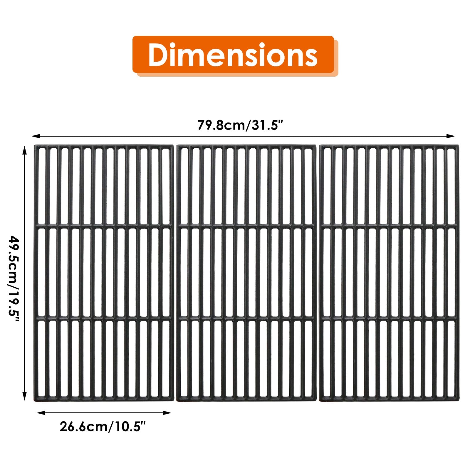 Uniflasy grate surface close-up showing durable iron and searing potential.