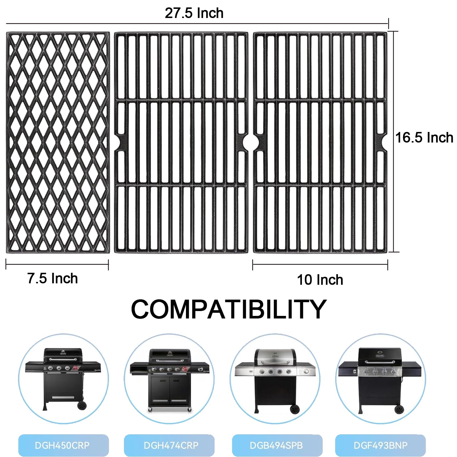 Uniflasy cast iron grate for Dynaglo 4 burner with durable construction.