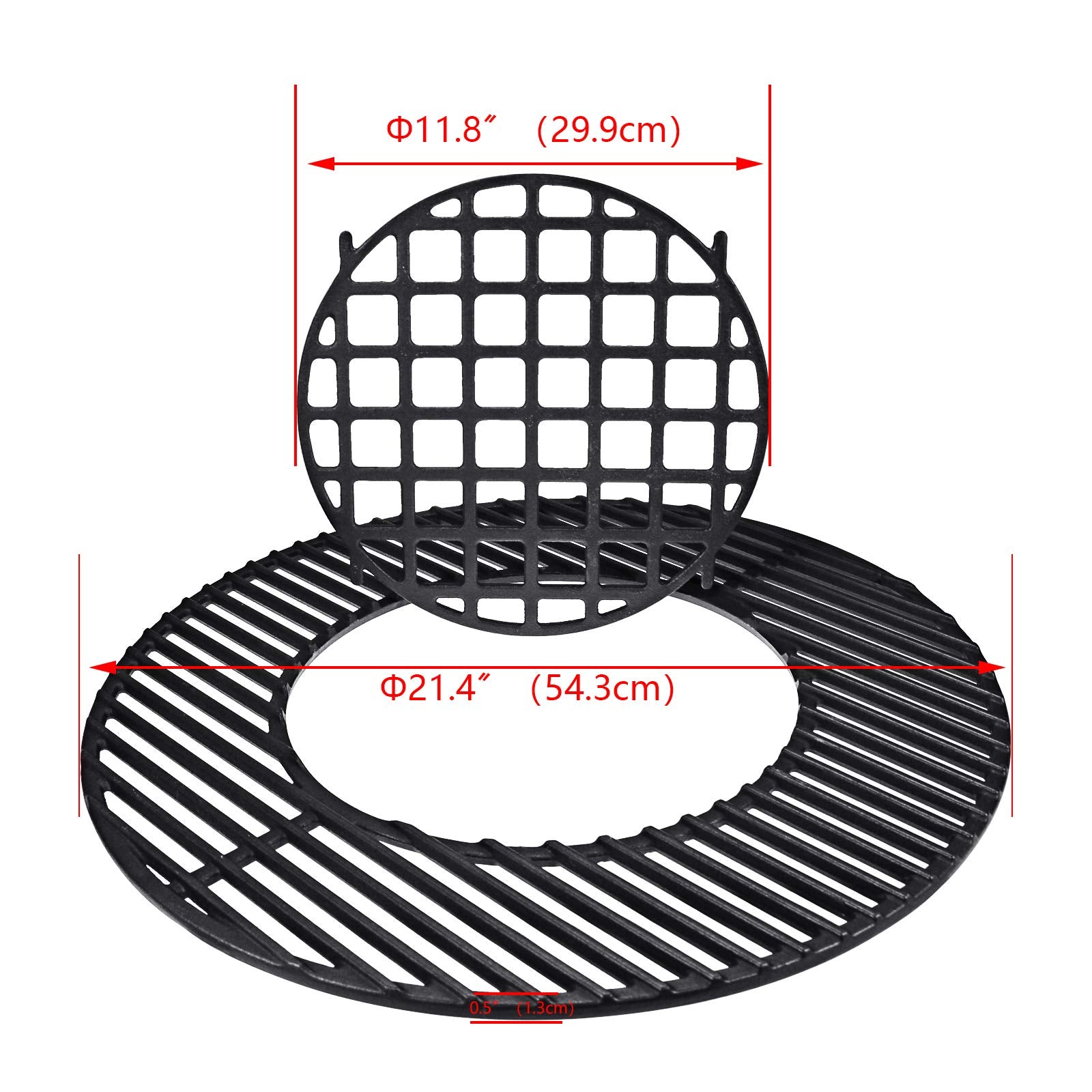 Uniflasy grate with raised handles eases charcoal adding during grilling.